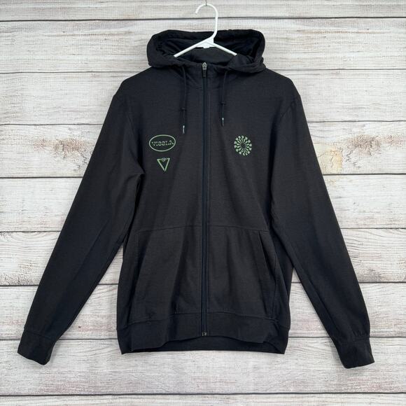 Vissla Surf Full Zip Hoodie Sweatshirt Mens Small Black Gray Green - Picture 1 of 11